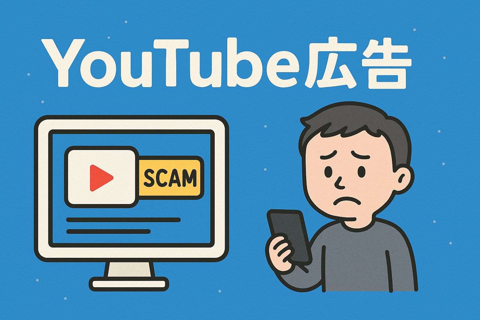 YouTube詐欺広告の仕組みや実態について解説する見出しの画像